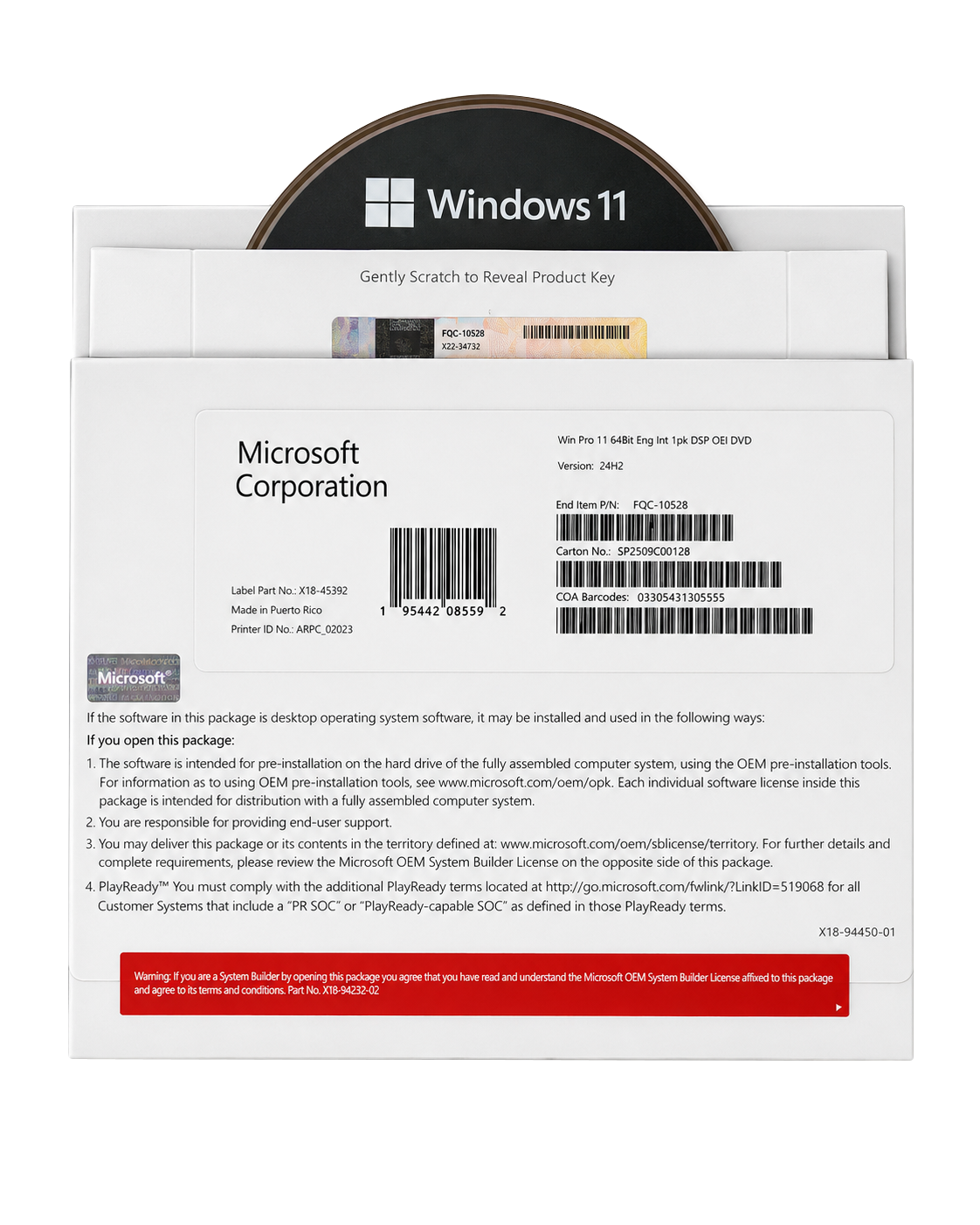 Windows 10/11 Home/Pro - OEM DVD Fullbox genuine Microsoft product